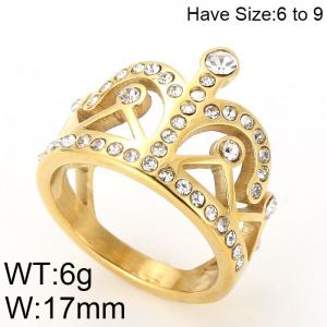 Stainless Steel Stone&Crystal Ring - KR51581-K