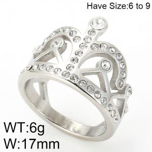 Stainless Steel Stone&Crystal Ring - KR51582-K