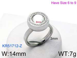 Stainless Steel Stone&Crystal Ring - KR51712-Z