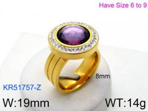 Stainless Steel Stone&Crystal Ring - KR51757-Z