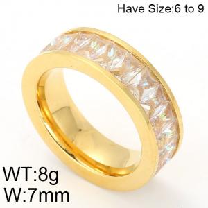 Stainless Steel Stone&Crystal Ring - KR52321-K