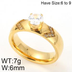 Stainless Steel Stone&Crystal Ring - KR52324-K