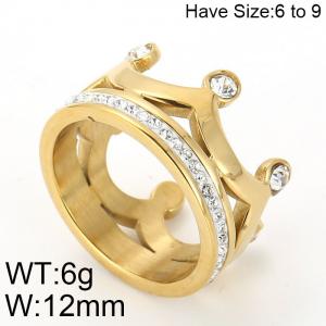 Stainless Steel Stone&Crystal Ring - KR52388-K