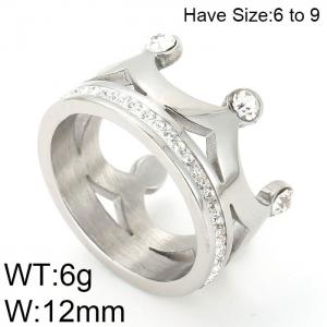 Stainless Steel Stone&Crystal Ring - KR52389-K