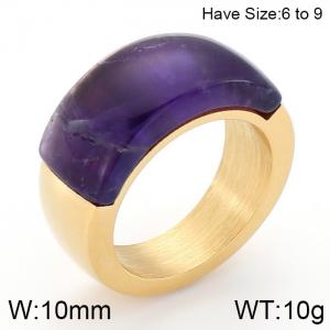 Stainless Steel Stone&Crystal Ring - KR52397-K