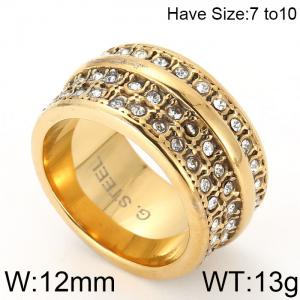 Stainless Steel Stone&Crystal Ring - KR52406-K