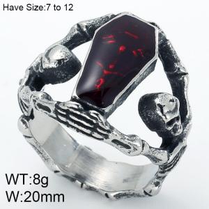 Oxidized Halloween Resin Coffin Vampire Skull Ring - KR52408-K