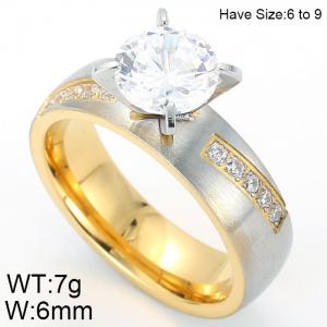 Stainless Steel Stone&Crystal Ring - KR52411-K
