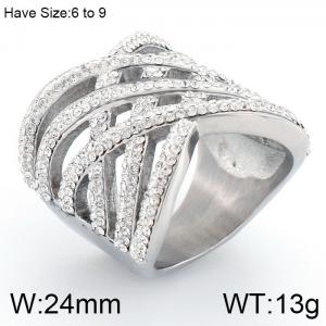 Stainless Steel Stone&Crystal Ring - KR52999-K