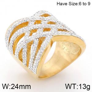 Stainless Steel Stone&Crystal Ring - KR53000-K