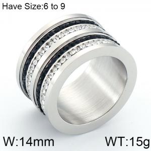 Stainless Steel Stone&Crystal Ring - KR53001-K