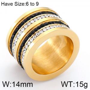 Stainless Steel Stone&Crystal Ring - KR53002-K