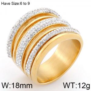 Stainless Steel Stone&Crystal Ring - KR53004-K