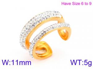 Stainless Steel Stone&Crystal Ring - KR53010-K