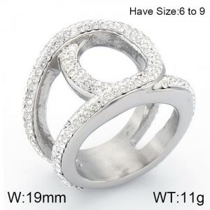 Stainless Steel Stone&Crystal Ring - KR53012-K