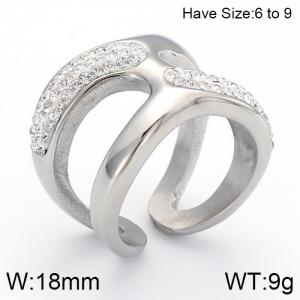Stainless Steel Stone&Crystal Ring - KR53018-K