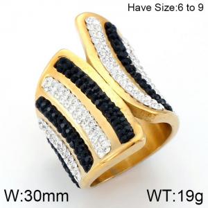Stainless Steel Stone&Crystal Ring - KR53028-K