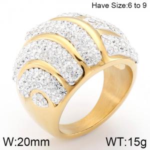 Stainless Steel Stone&Crystal Ring - KR53032-K