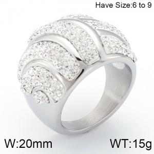 Stainless Steel Stone&Crystal Ring - KR53033-K