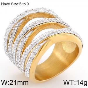 Stainless Steel Stone&Crystal Ring - KR53034-K