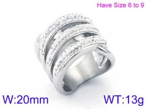 Stainless Steel Stone&Crystal Ring - KR53035-K