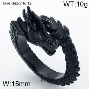 Stainless Steel Black-plating Ring - KR53286-K