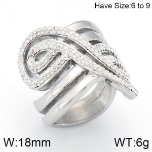 Stainless Steel Stone&Crystal Ring - KR53377-K