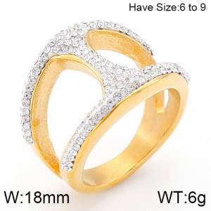 Stainless Steel Stone&Crystal Ring - KR53384-K