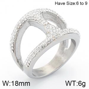 Stainless Steel Stone&Crystal Ring - KR53385-K