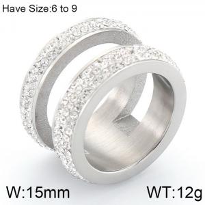 Stainless Steel Stone&Crystal Ring - KR53386-K