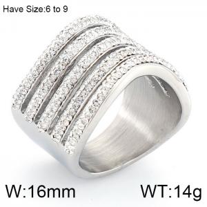 Stainless Steel Stone&Crystal Ring - KR53391-K