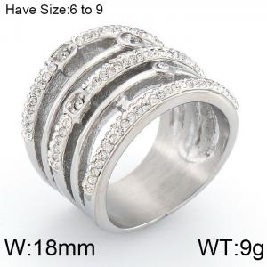Stainless Steel Stone&Crystal Ring - KR53392-K