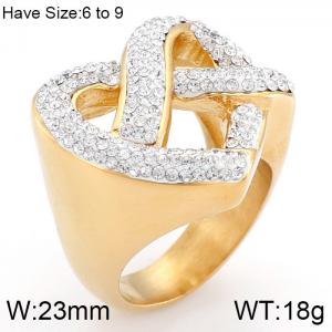 Stainless Steel Stone&Crystal Ring - KR53396-K