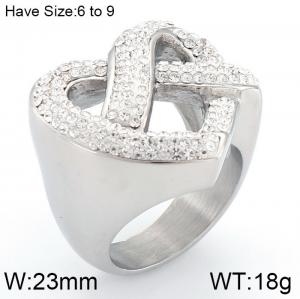 Stainless Steel Stone&Crystal Ring - KR53397-K
