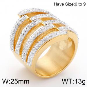 Stainless Steel Stone&Crystal Ring - KR53398-K