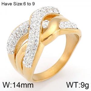 Stainless Steel Stone&Crystal Ring - KR53407-K