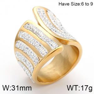 Stainless Steel Stone&Crystal Ring - KR53409-K