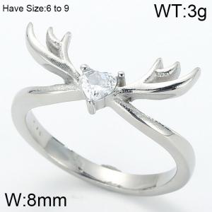Stainless Steel Stone&Crystal Ring - KR53416-K