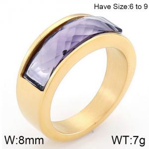 Stainless Steel Stone&Crystal Ring - KR53598-K