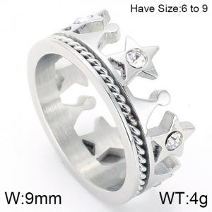 Stainless Steel Stone&Crystal Ring - KR54058-K