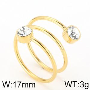 Stainless Steel Stone&Crystal Ring - KR54062-GC