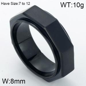 Stainless Steel Black-plating Ring - KR54127-K