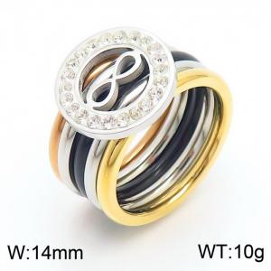 Stainless Steel Stone&Crystal Ring - KR81824-KGC