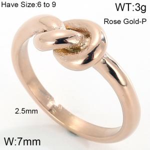 Stainless Steel Rose Gold-plating Ring - KR82087-K