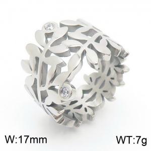 Stainless Steel Stone&Crystal Ring - KR82099-K