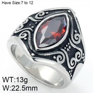 Stainless Steel Stone&Crystal Ring - KR82457-KHX