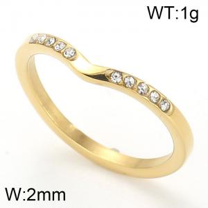 Stainless Steel Stone&Crystal Ring - KR82469-GC