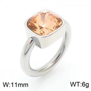 Stainless Steel Stone&Crystal Ring - KR82549-K