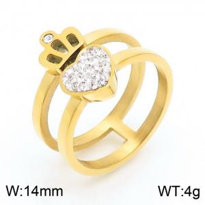 Stainless Steel Stone&Crystal Ring - KR82569-K