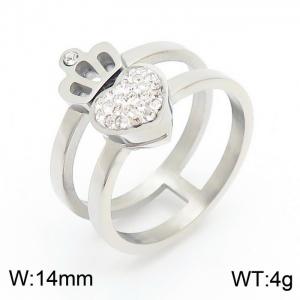 Stainless Steel Stone&Crystal Ring - KR82570-K